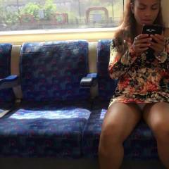 Upskirt On A Public Train - Public Place, Voyeur Upskirts