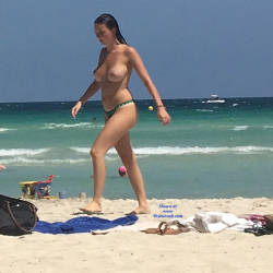 Pic #5 Mallorca Beach  - Topless Girls, Big Tits, Brunette, Outdoors, Beach Voyeur