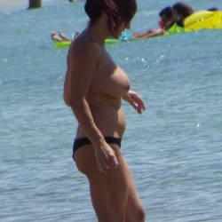 Pic #1 Topless Beach la Commenda Puglia Italy - Topless Girls, Big Tits, Brunette, Outdoors, Tattoos, Beach Voyeur