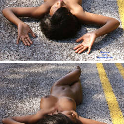 Pic #8 Empty Road - Nude Girls, Big Tits, Brunette, Ebony, Outdoors, Shaved