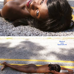 Pic #9 Empty Road - Nude Girls, Big Tits, Brunette, Ebony, Outdoors, Shaved