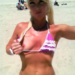 Pic #3 Can't Keep Them On - Nude Amateurs, Beach, Blonde, Outdoors, Shaved