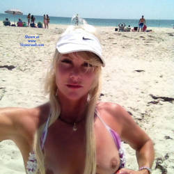 Pic #4 Can't Keep Them On - Nude Amateurs, Beach, Blonde, Outdoors, Shaved