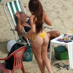 Pic #1 Yellow Bikini From Recife City - Brunette, Outdoors, Bikini Voyeur, Beach Voyeur