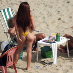 Pic #2 Yellow Bikini From Recife City - Brunette, Outdoors, Bikini Voyeur, Beach Voyeur