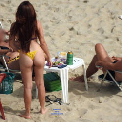 Pic #3 Yellow Bikini From Recife City - Brunette, Outdoors, Bikini Voyeur, Beach Voyeur