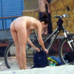 Pic #2 One Of My Favourites On The Nudist Beach - Brunette, Outdoors, Firm Ass, Beach Voyeur, Nude Girls