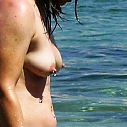 Nipple Piercing - Beach, Big Tits, Outdoors, Body Piercings, Beach Voyeur