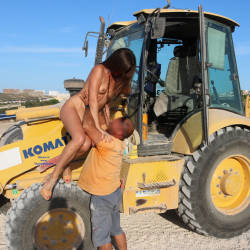 Pic #7 Excavator Helper - Nude Girls, Brunette, High Heels Amateurs, Outdoors, Firm Ass