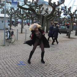 Pic #9 Duesseldorf 2018 Part 1 - Public Exhibitionist, Flashing, Lingerie, Outdoors, Public Place, See Through