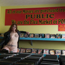 Pic #4 Adult Book Store Modeling - Public Exhibitionist, Public Place, Redhead, Amateur, Tattoos