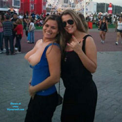 Pic #1 My Wife's Cousin Showing Tits - Big Tits, Public Exhibitionist, Flashing, Outdoors, Public Place