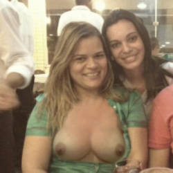 Pic #2 My Wife's Cousin Showing Tits - Big Tits, Public Exhibitionist, Flashing, Outdoors, Public Place