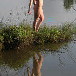 Pic #5 Water Mirror - Nude Girls, Big Tits, Brunette, Outdoors, Amateur