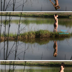 Pic #9 Water Mirror - Nude Girls, Big Tits, Brunette, Outdoors, Amateur