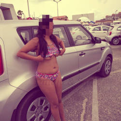 Pic #1 Tanuja Flashing In Parking Lot - Topless Wives, Public Exhibitionist, Flashing, Outdoors, Public Place, Amateur