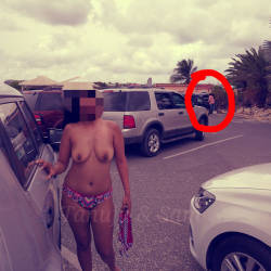 Pic #6 Tanuja Flashing In Parking Lot - Topless Wives, Public Exhibitionist, Flashing, Outdoors, Public Place, Amateur