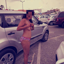 Pic #2 Tanuja Flashing In Parking Lot - Topless Wives, Public Exhibitionist, Flashing, Outdoors, Public Place, Amateur