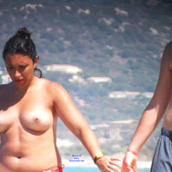 Pic #3 Topless - Topless Girls, Beach, Big Tits, Brunette, Outdoors, Beach Voyeur