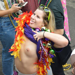 Pic #5 Mardi Gras - Big Tits, Public Exhibitionist, Flashing, Outdoors, Public Place