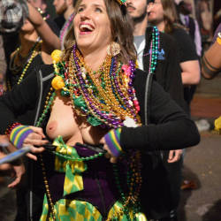 Pic #7 Mardi Gras - Big Tits, Public Exhibitionist, Flashing, Outdoors, Public Place