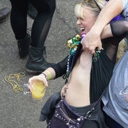 Pic #9 Mardi Gras - Big Tits, Public Exhibitionist, Flashing, Outdoors, Public Place