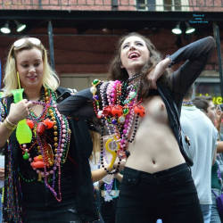 Pic #1 Mardi Gras 2 - Big Tits, Public Exhibitionist, Flashing, Outdoors, Public Place