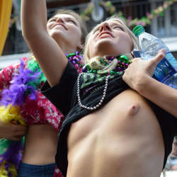 Pic #2 Mardi Gras 2 - Big Tits, Public Exhibitionist, Flashing, Outdoors, Public Place