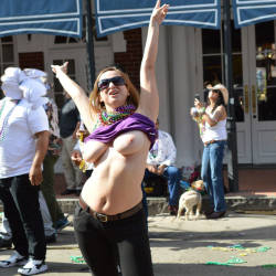 Pic #3 Mardi Gras 2 - Big Tits, Public Exhibitionist, Flashing, Outdoors, Public Place