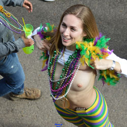 Mardi Gras 2 - Big Tits, Public Exhibitionist, Flashing, Outdoors, Public Place