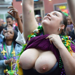 Pic #10 Mardi Gras 2 - Big Tits, Public Exhibitionist, Flashing, Outdoors, Public Place