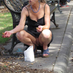 Pic #5 Feeding The Squirrels - Pantieless Girls, Public Exhibitionist, Flashing, Outdoors, Public Place, Shaved, Amateur