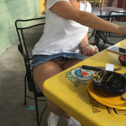 Pic #7 End Of Tanning Then Lunch - Pantieless Wives, Public Exhibitionist, Flashing, Outdoors, Public Place, Amateur