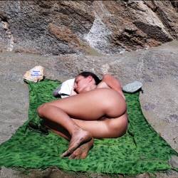 Pic #6 Nice Big Nipples  - Nude Girls, Beach, Brunette, Outdoors, Bush Or Hairy, Beach Voyeur, Big Nipples