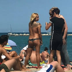 Pic #8 Sunshine At Barcaloneta - Topless Girls, Beach, Big Tits, Outdoors, Firm Ass, Tattoos, Beach Voyeur