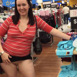 Pic #5 Public Flashing In Walmart - Brunette, Public Exhibitionist, Flashing, Public Place, Shaved, Amateur, Pantieless Wives