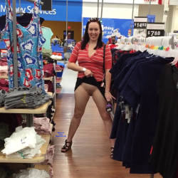 Pic #7 Public Flashing In Walmart - Brunette, Public Exhibitionist, Flashing, Public Place, Shaved, Amateur, Pantieless Wives