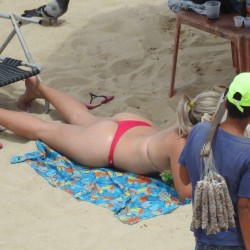 Pic #6 Red Bikini In Boa Viagem Beach - Blonde, Outdoors, Bikini Voyeur, Beach Voyeur