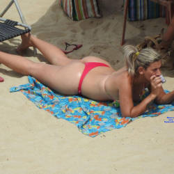 Pic #7 Red Bikini In Boa Viagem Beach - Blonde, Outdoors, Bikini Voyeur, Beach Voyeur