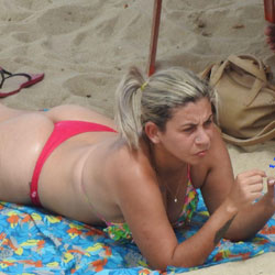 Red Bikini In Boa Viagem Beach - Blonde, Outdoors, Bikini Voyeur, Beach Voyeur