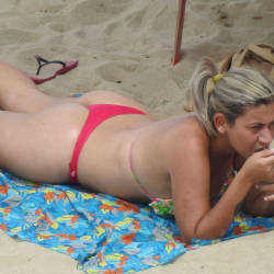 Pic #1 Red Bikini In Boa Viagem Beach - Blonde, Outdoors, Bikini Voyeur, Beach Voyeur