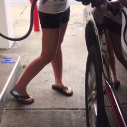 Pic #2 Getting Gas - Public Exhibitionist, Flashing, Outdoors, Public Place, Amateur