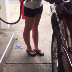 Pic #3 Getting Gas - Public Exhibitionist, Flashing, Outdoors, Public Place, Amateur