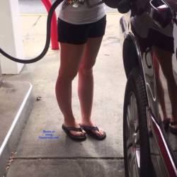 Pic #5 Getting Gas - Public Exhibitionist, Flashing, Outdoors, Public Place, Amateur