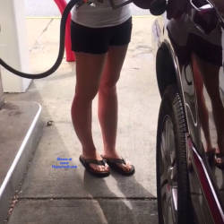 Pic #6 Getting Gas - Public Exhibitionist, Flashing, Outdoors, Public Place, Amateur