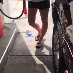 Pic #7 Getting Gas - Public Exhibitionist, Flashing, Outdoors, Public Place, Amateur