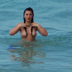 Pic #1 Beautiful Teen At Beach Pt.2 - Topless Girls, Beach, Big Tits, Brunette, Outdoors, Beach Voyeur