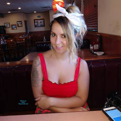 Pic #1 Breakfast Flash - Public Exhibitionist, Flashing, Public Place, Amateur, Tattoos