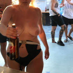 Pic #7 She Likes To Show Her Body - Topless Girls, Big Tits, Public Exhibitionist, Public Place, Amateur