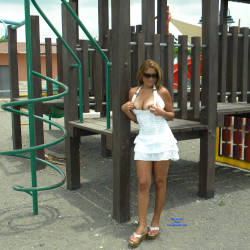 Pic #9 Opening The Legs In The Gazebo - Big Tits, Public Exhibitionist, Flashing, Outdoors, Public Place, Wife/wives, Shaved, Amateur